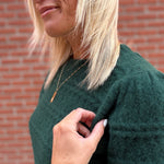 Dark Green Lace Cable Mixed Knit Sweater Top - Sweater HEM & THREAD