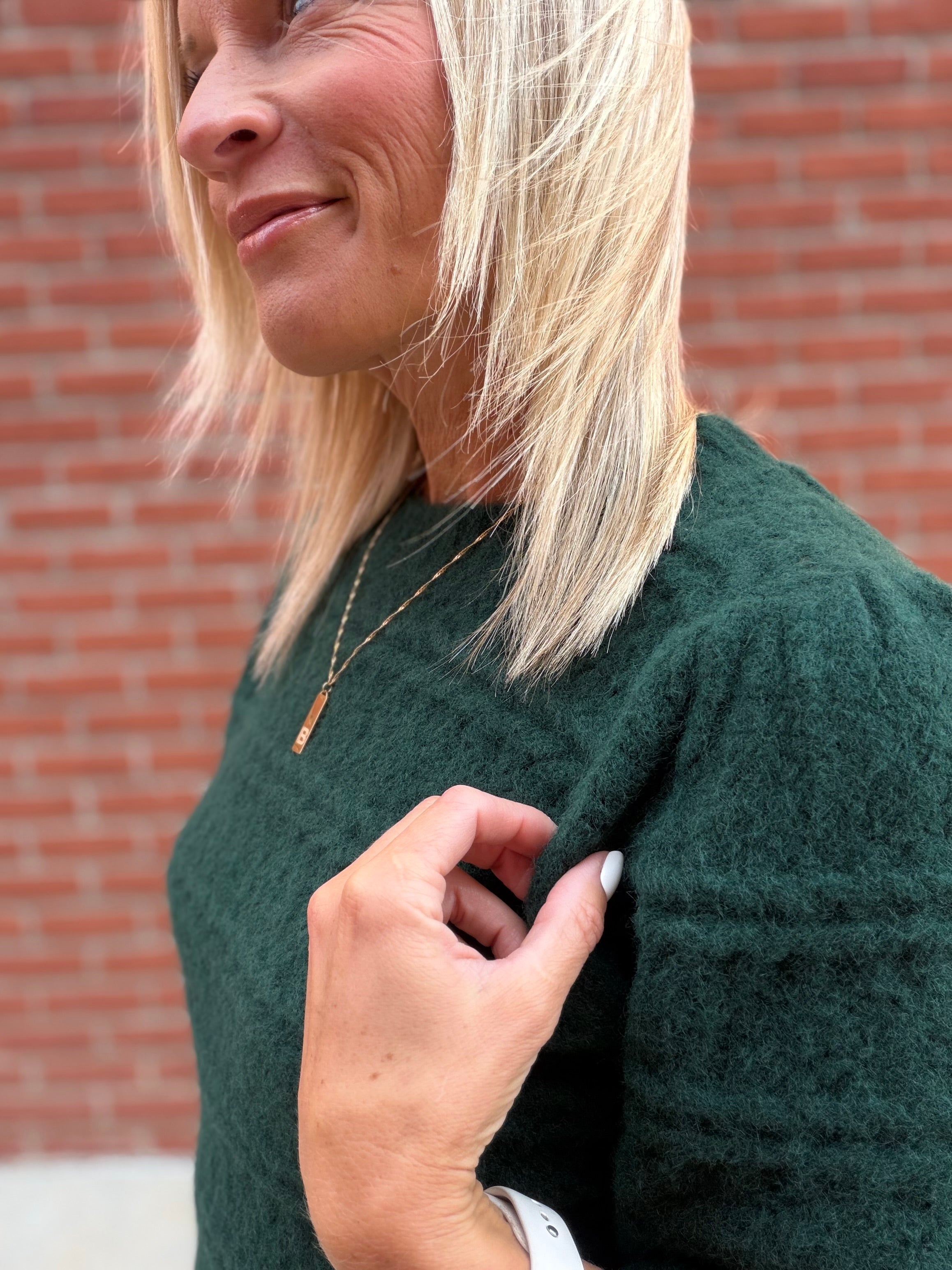Dark Green Lace Cable Mixed Knit Sweater Top - Sweater HEM & THREAD
