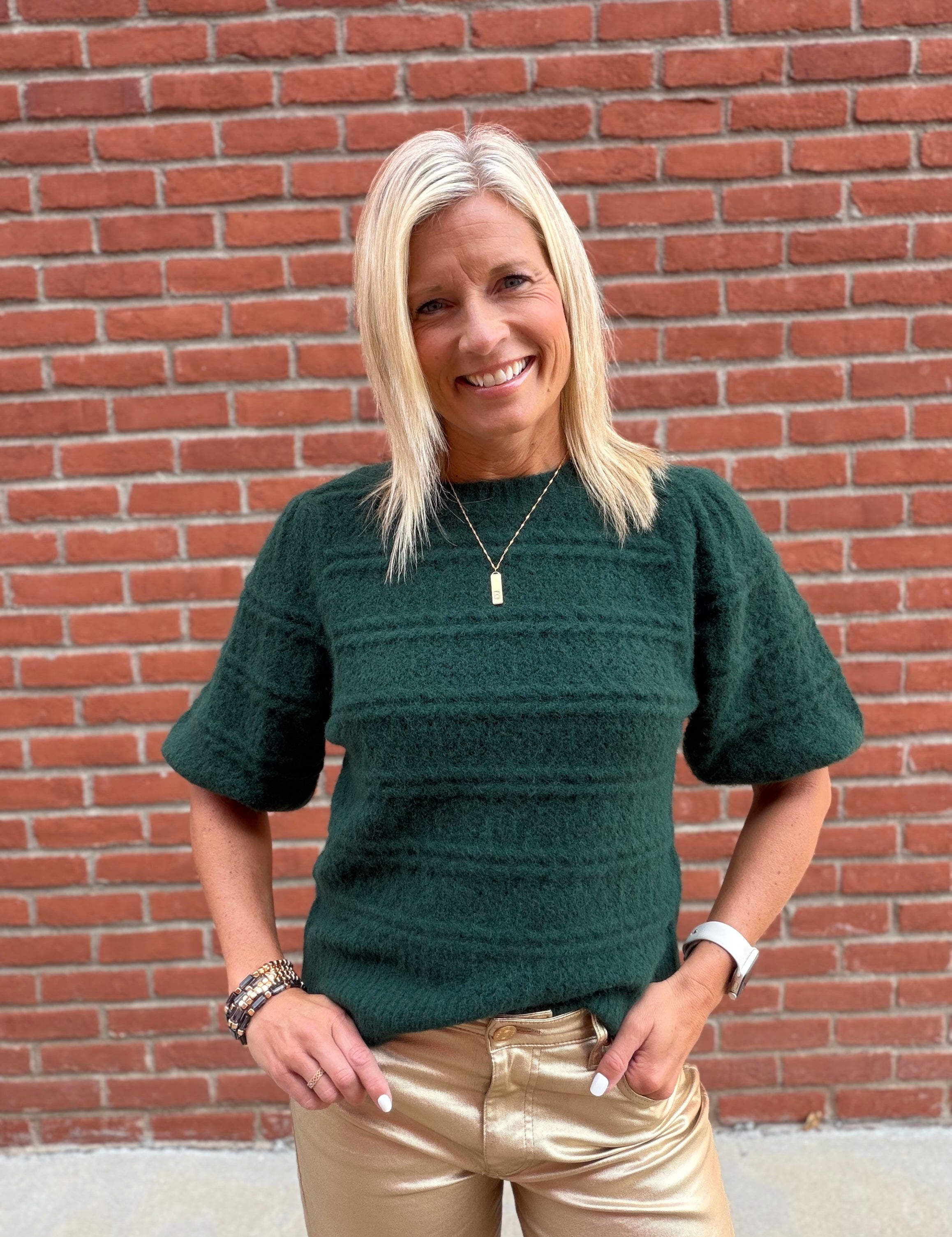 Dark Green Lace Cable Mixed Knit Sweater Top - Sweater HEM & THREAD