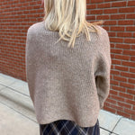Mocha Side Shoulder Button Ribbed Sweater Top - Sweater Mable