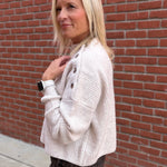 Oatmeal Side Shoulder Button Ribbed Sweater Top - Sweater Mable