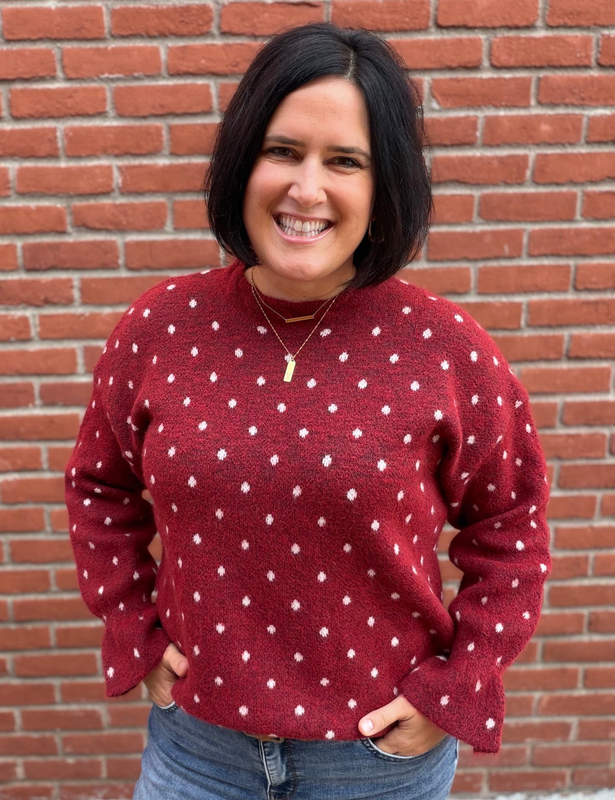 Red Snowflake Sweater Top - Sweater POL