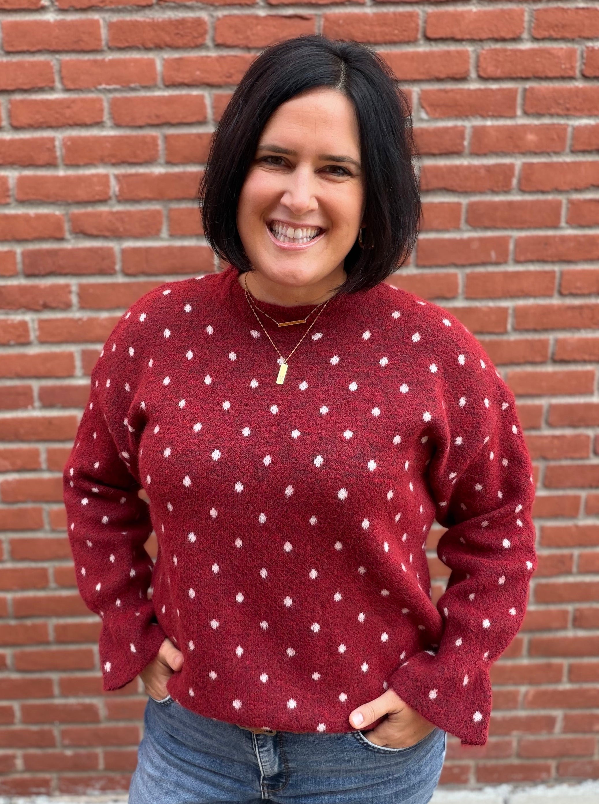 Red Snowflake Sweater Top - Sweater POL