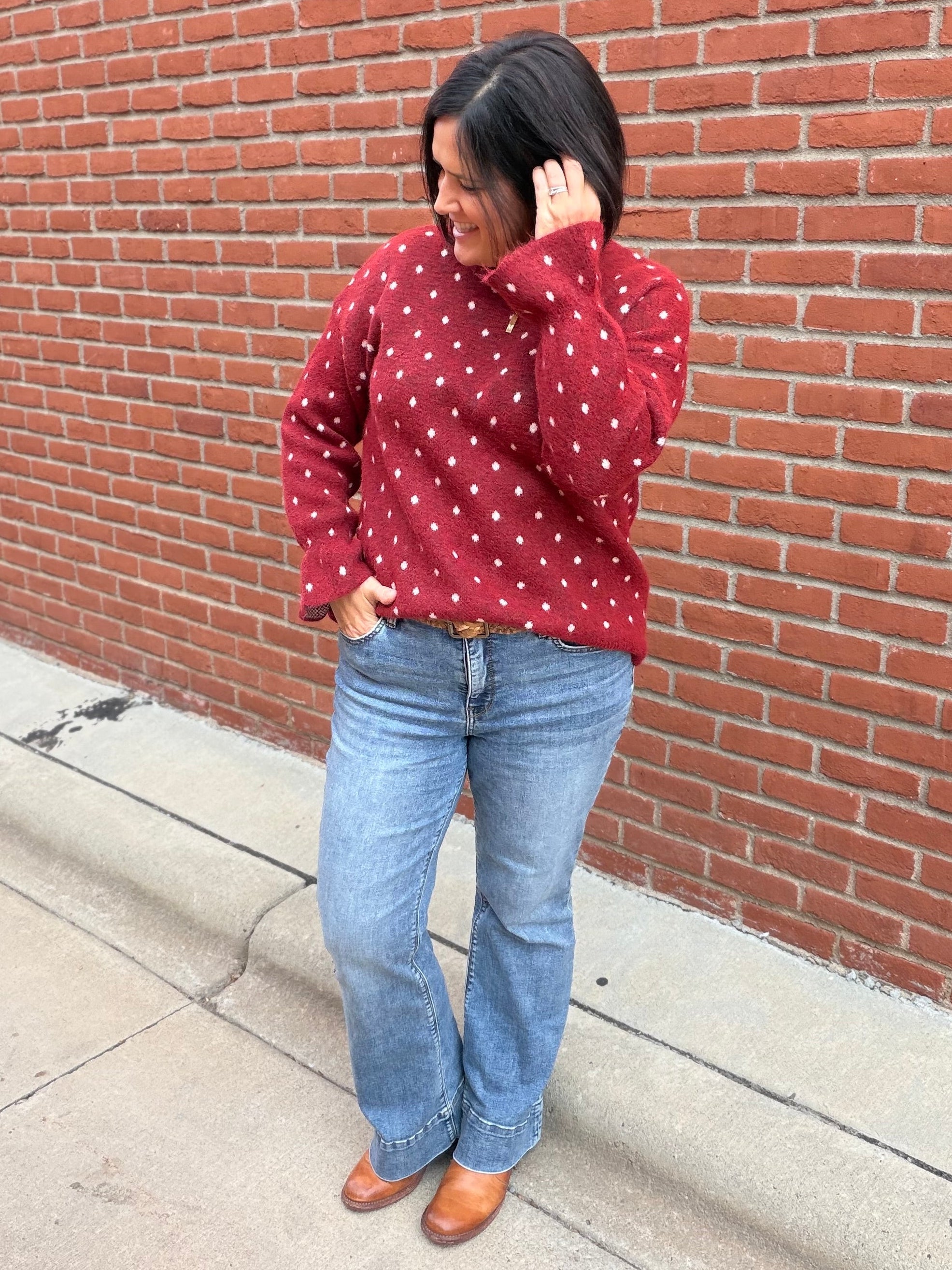 Red Snowflake Sweater Top - Sweater POL