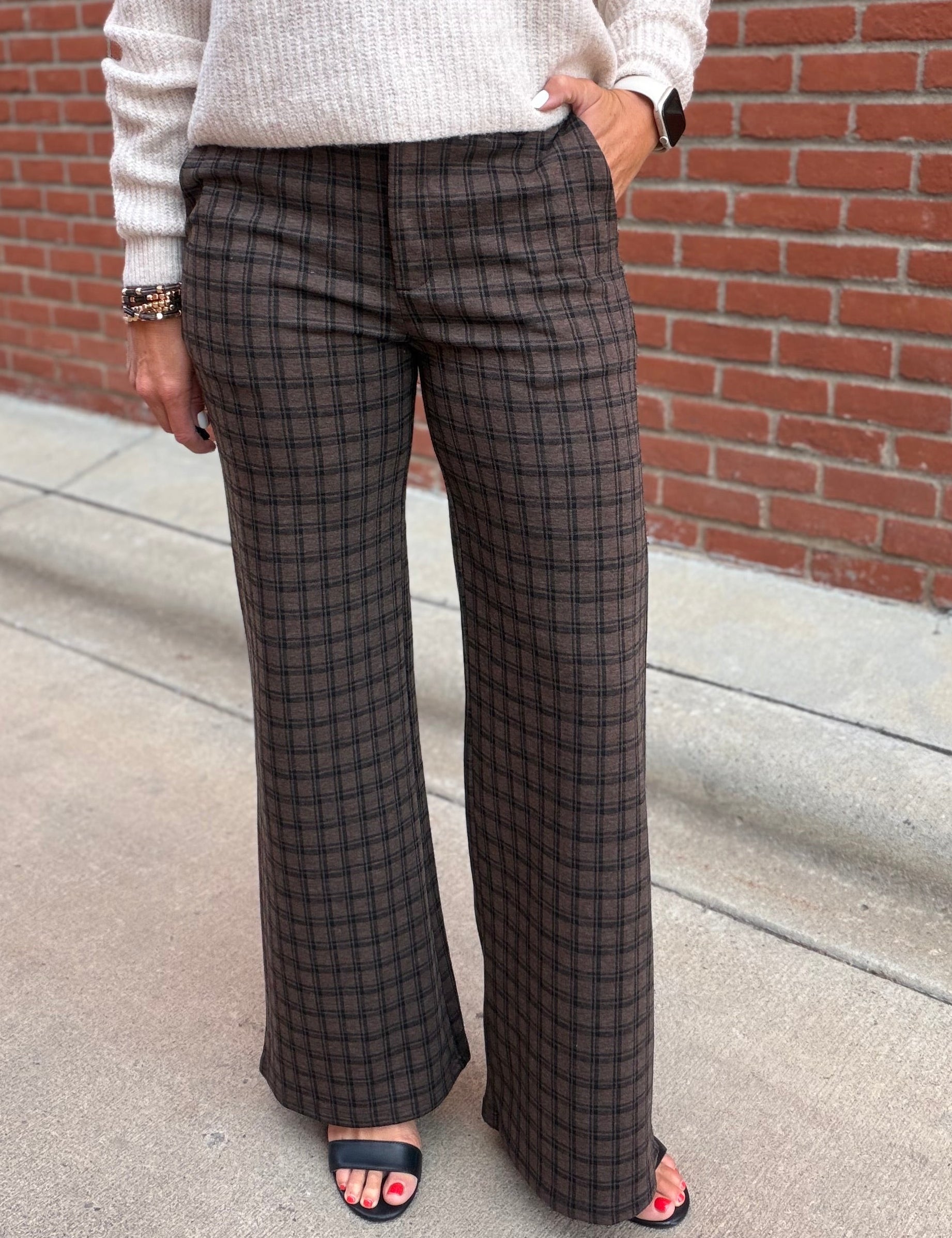 Brown Checkered Dress Pants Bottom- Pants FATE by LFD