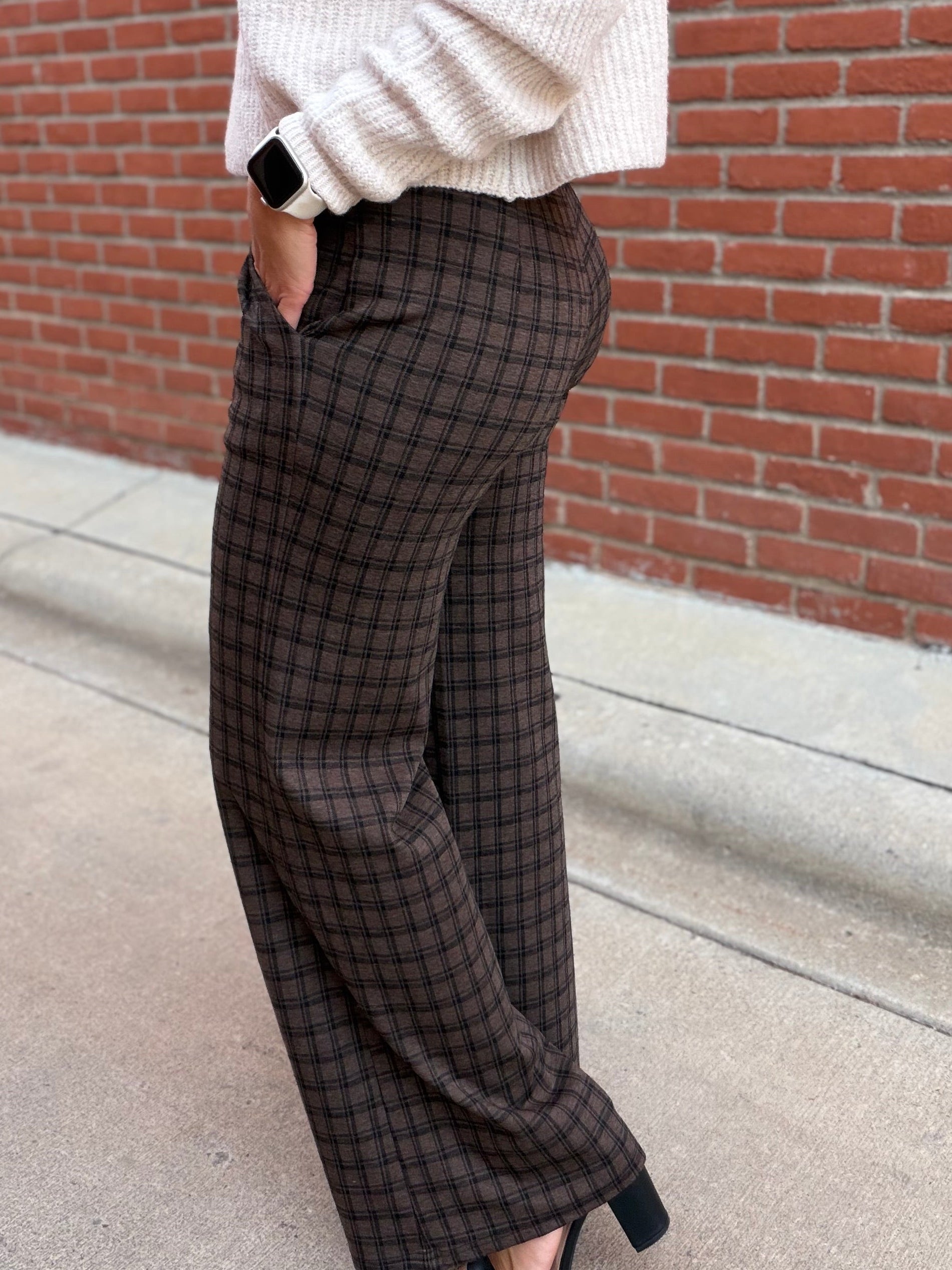 Brown Checkered Dress Pants Bottom- Pants FATE by LFD