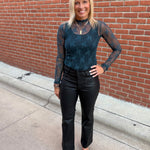 Teal Mock Neck Lace Long Sleeve Top Tops- Long Sleeve HEM & THREAD