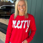 Red Merry & White Sweater Top - Sweater PANACHE