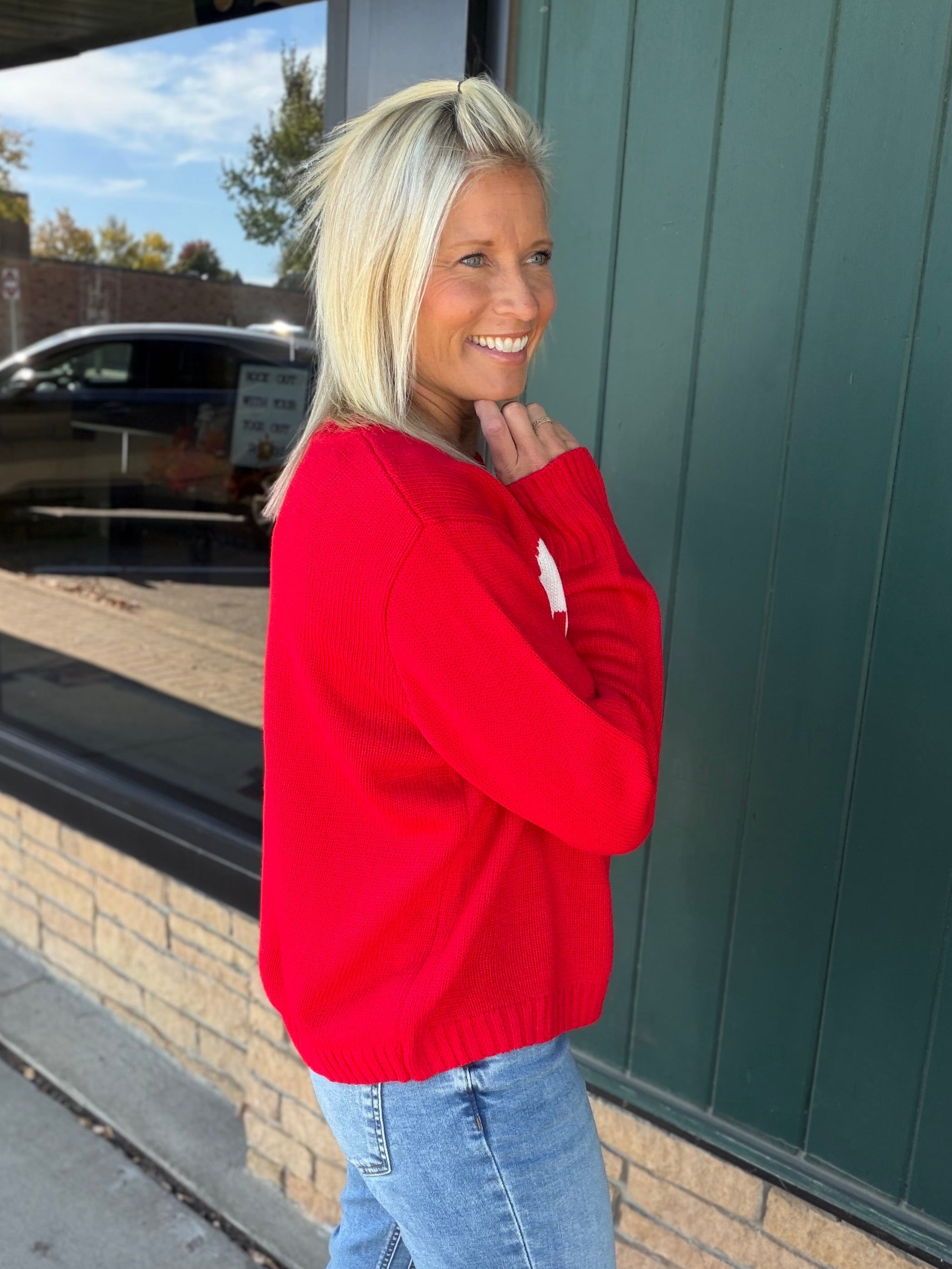 Red Merry & White Sweater Top - Sweater PANACHE