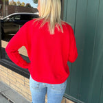 Red Merry & White Sweater Top - Sweater PANACHE
