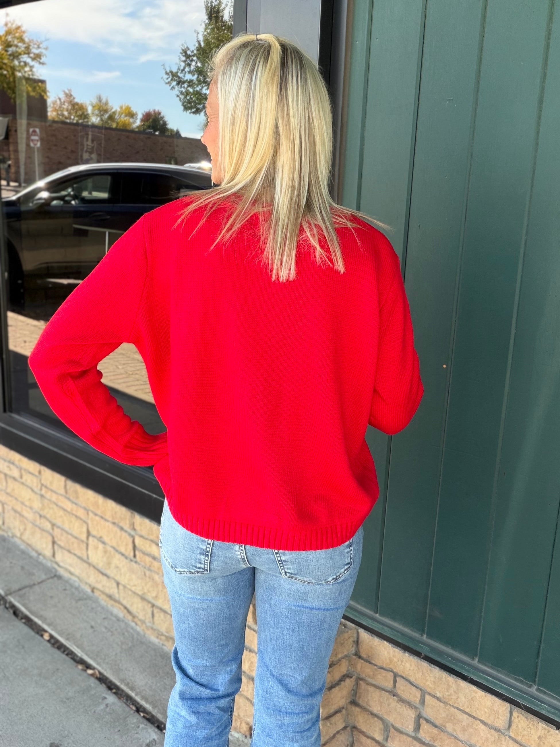 Red Merry & White Sweater Top - Sweater PANACHE