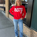Red Merry & White Sweater Top - Sweater PANACHE
