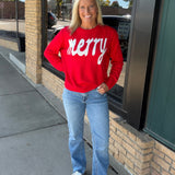 Red Merry & White Sweater Top - Sweater PANACHE
