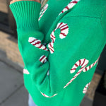 Green Candy Cane Sweater Top - Sweater PANACHE