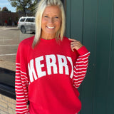 Striped Merry Cloud Knit Top Tops- Long Sleeve TRES BIEN