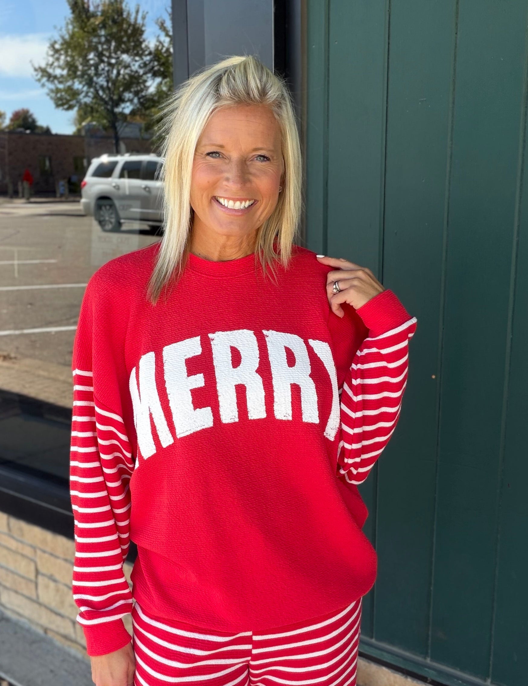 Striped Merry Cloud Knit Top Tops- Long Sleeve TRES BIEN