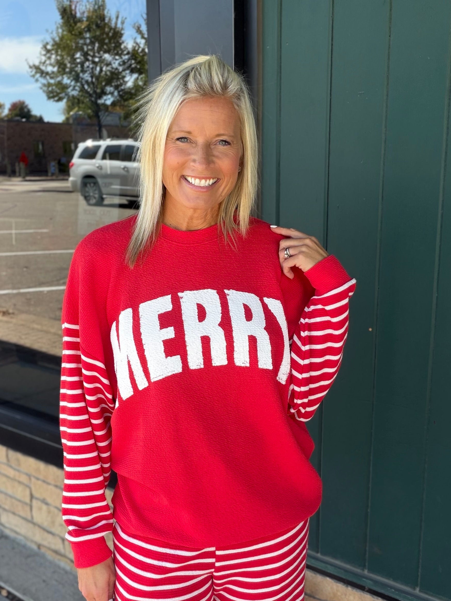 Striped Merry Cloud Knit Top Tops- Long Sleeve TRES BIEN