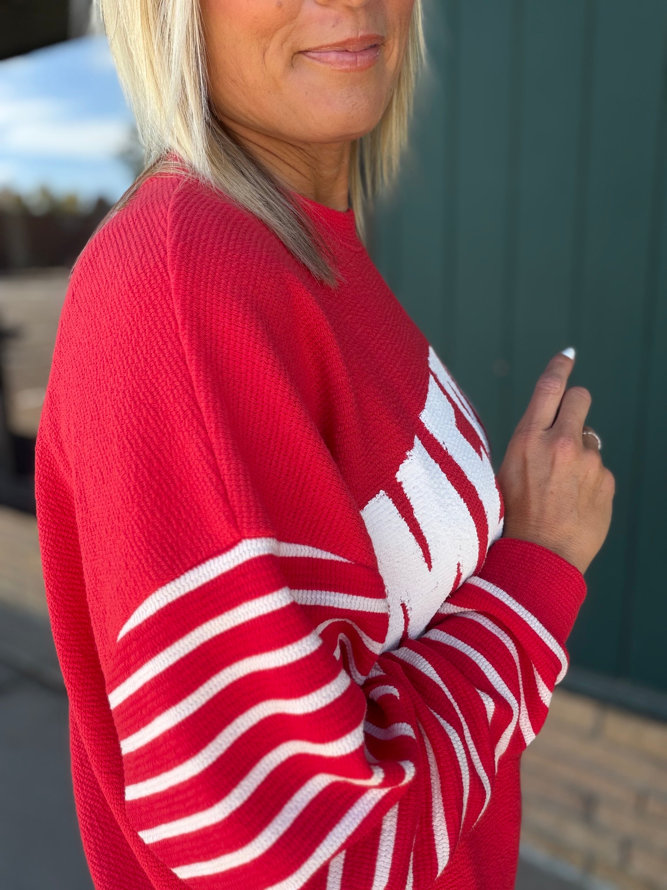Striped Merry Cloud Knit Top Tops- Long Sleeve TRES BIEN