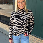 Beige & Black Zebra Print Sweater Top - Sweater THML
