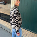 Beige & Black Zebra Print Sweater Top - Sweater THML