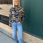 Beige & Black Zebra Print Sweater Top - Sweater THML