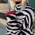 Beige & Black Zebra Print Sweater Top - Sweater THML