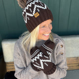 Chocolate Brown Patterned Mittens Accessories - Hat PANACHE