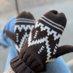 Chocolate Brown Patterned Mittens Accessories - Hat PANACHE