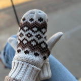Taupe Patterned Mittens Accessories - Hat PANACHE