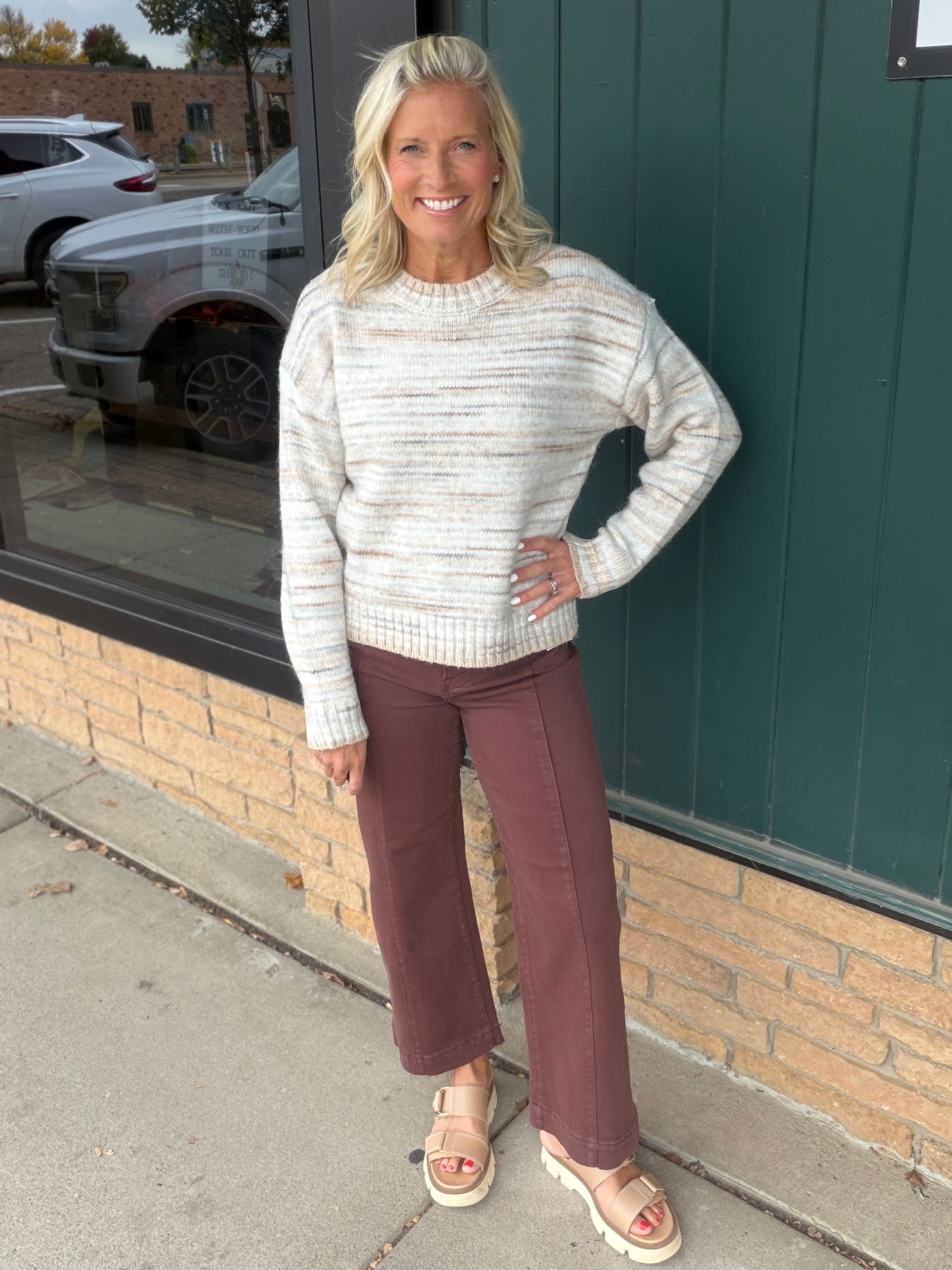 Chocolate Brown Wide Leg Tummy Control Jeans Bottoms - Pants RISEN