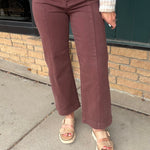 Chocolate Brown Wide Leg Tummy Control Jeans Bottoms - Pants RISEN