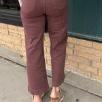 Chocolate Brown Wide Leg Tummy Control Jeans Bottoms - Pants RISEN