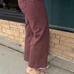 Chocolate Brown Wide Leg Tummy Control Jeans Bottoms - Pants RISEN