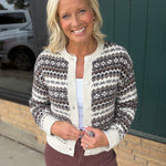 Nisha Fair Isle Crew Neck Cardigan Tops- Cardigans RD Style