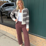 Nisha Fair Isle Crew Neck Cardigan Tops- Cardigans RD Style