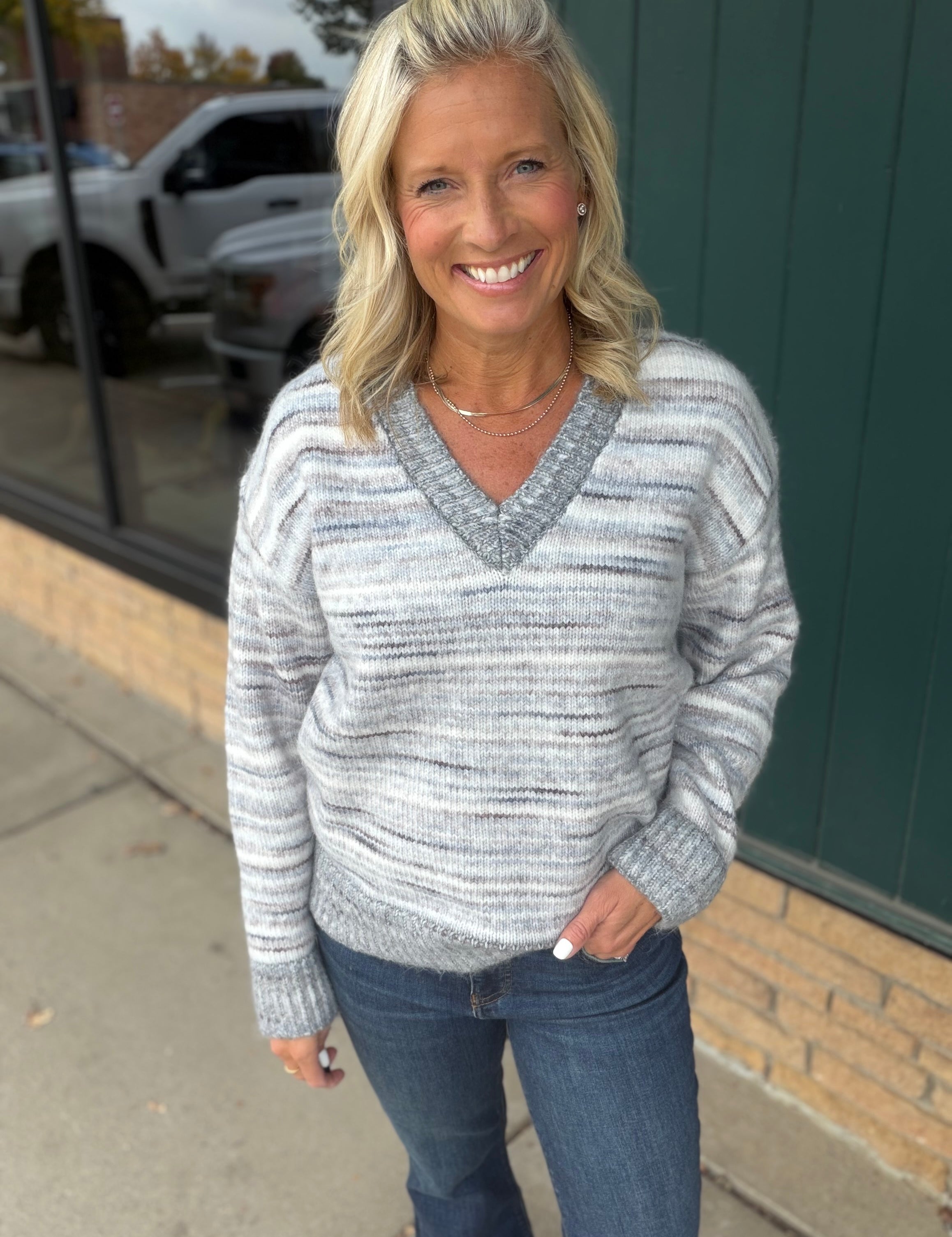 Patsy Grey Multi Sweater Top - Sweater THREAD & SUPPLY