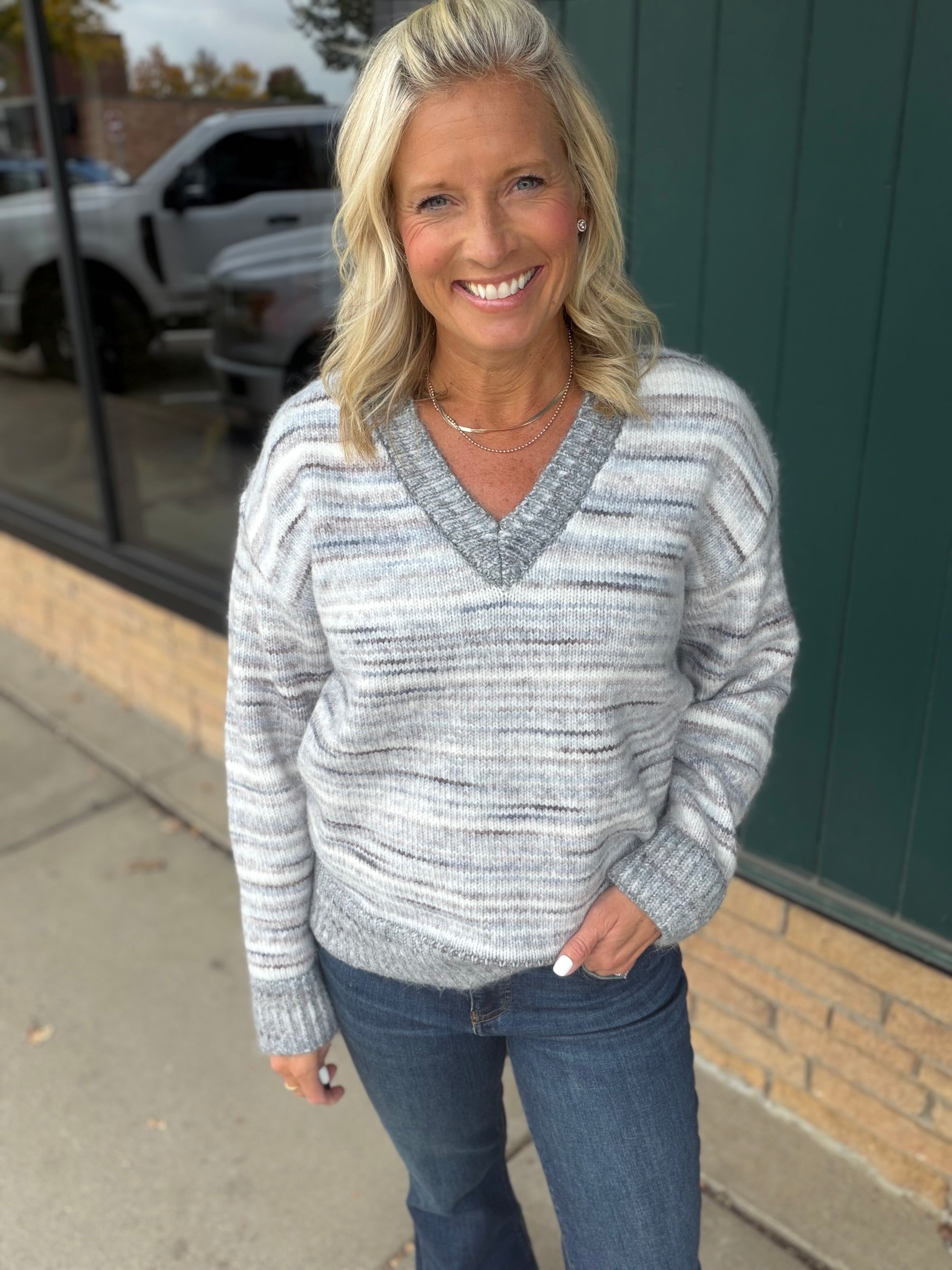 Patsy Grey Multi Sweater Top - Sweater THREAD & SUPPLY