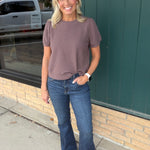 Brown Round Neck Cloud Knit Top Top - Tee TRES BIEN