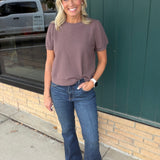 Brown Round Neck Cloud Knit Top Top - Tee TRES BIEN