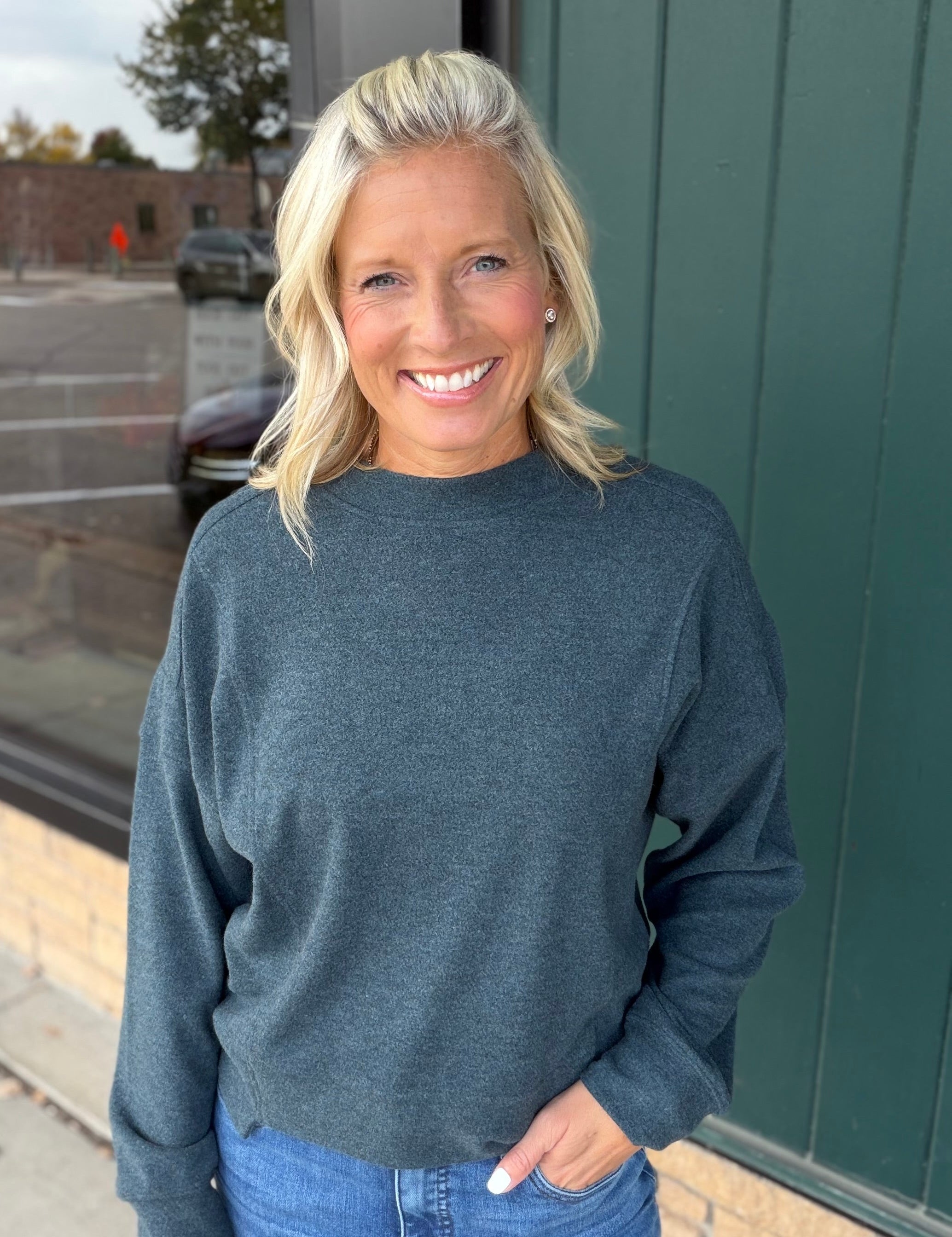 Teal Heather Jasse Top Top - Sweatshirt Thread & Supply