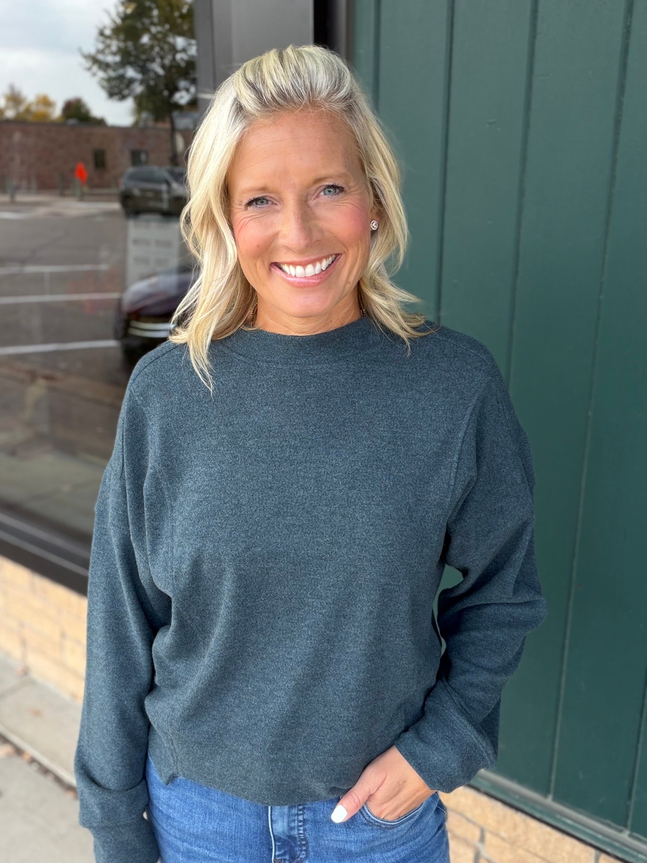 Teal Heather Jasse Top Top - Sweatshirt Thread & Supply
