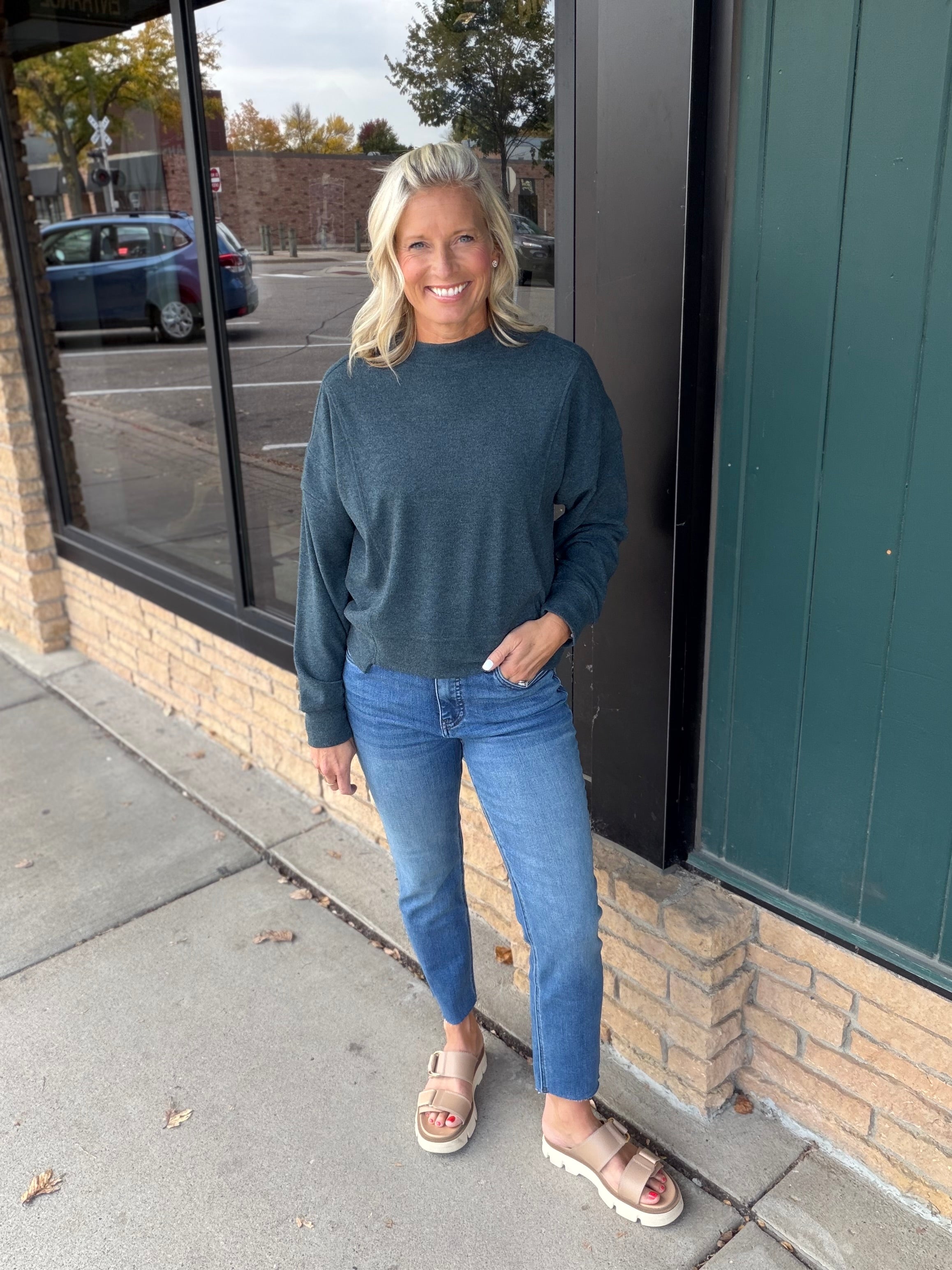 Teal Heather Jasse Top Top - Sweatshirt Thread & Supply