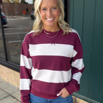 Wine Multi Stripe Stride Top Top - Sweatshirt THREAD & SUPPLY
