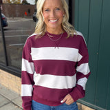Wine Multi Stripe Stride Top Top - Sweatshirt THREAD & SUPPLY