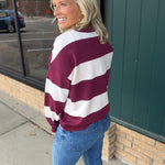 Wine Multi Stripe Stride Top Top - Sweatshirt THREAD & SUPPLY