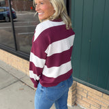 Wine Multi Stripe Stride Top Top - Sweatshirt THREAD & SUPPLY