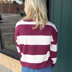 Wine Multi Stripe Stride Top Top - Sweatshirt THREAD & SUPPLY