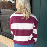 Wine Multi Stripe Stride Top Top - Sweatshirt THREAD & SUPPLY