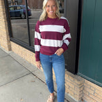 Wine Multi Stripe Stride Top Top - Sweatshirt THREAD & SUPPLY