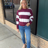Wine Multi Stripe Stride Top Top - Sweatshirt THREAD & SUPPLY